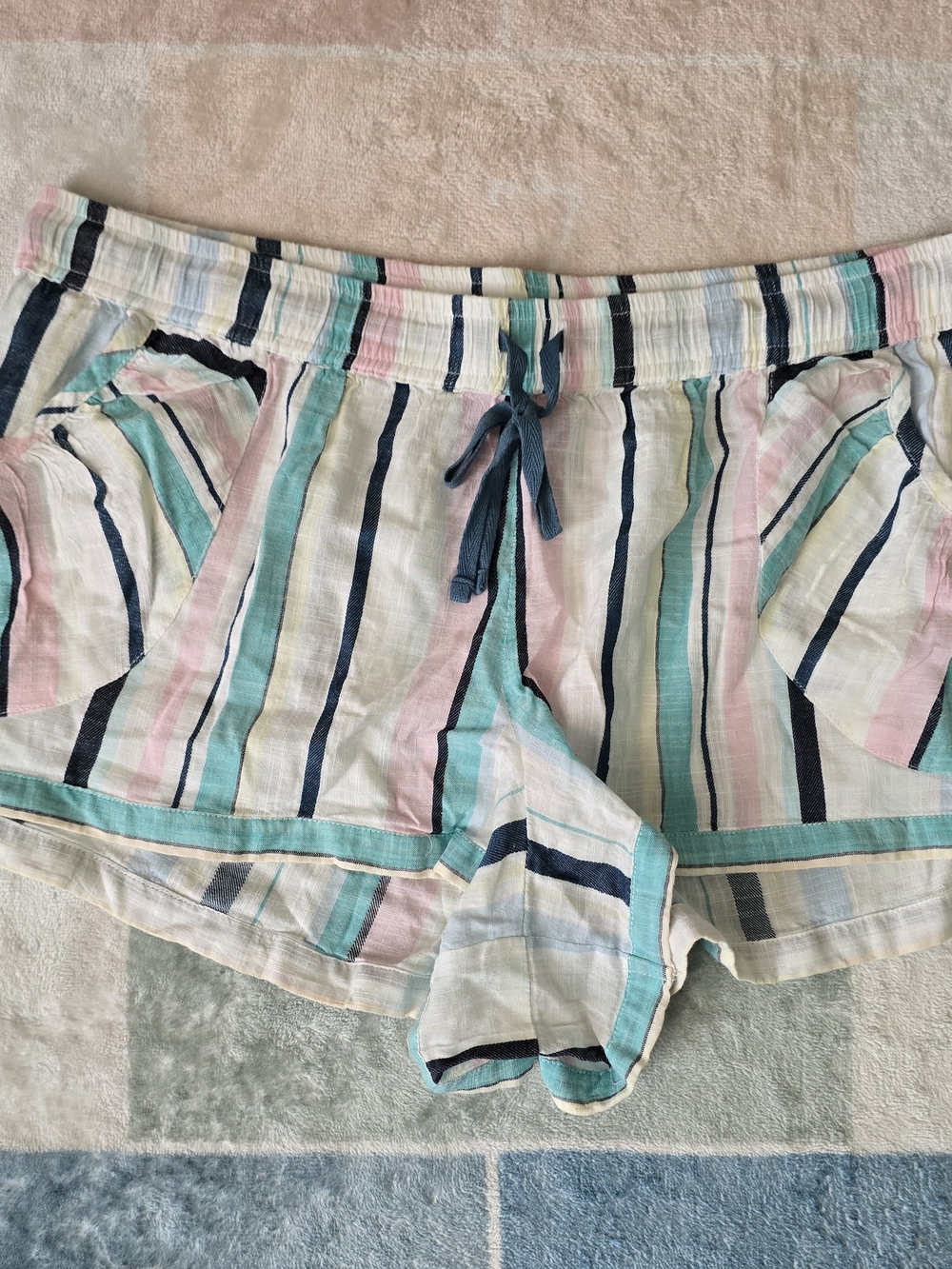 Adore Me Pastel Striped Lounge Shorts in Pink, Mint & Navy